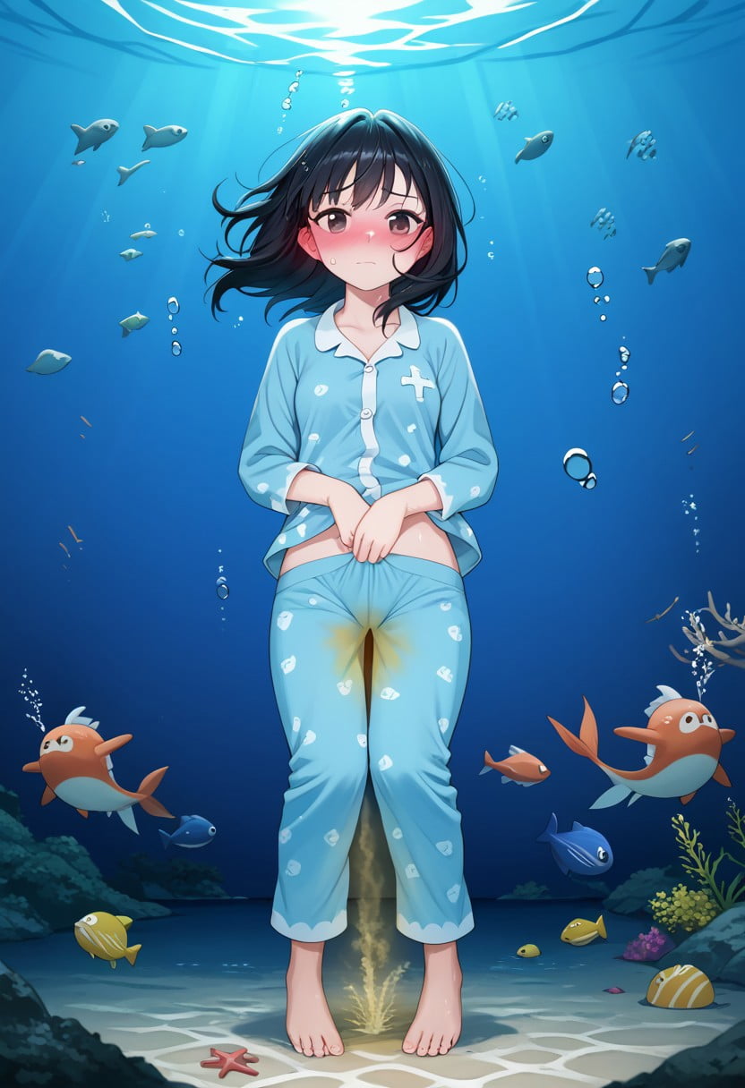AIおねしょ絵日記 水中お漏らしの夢