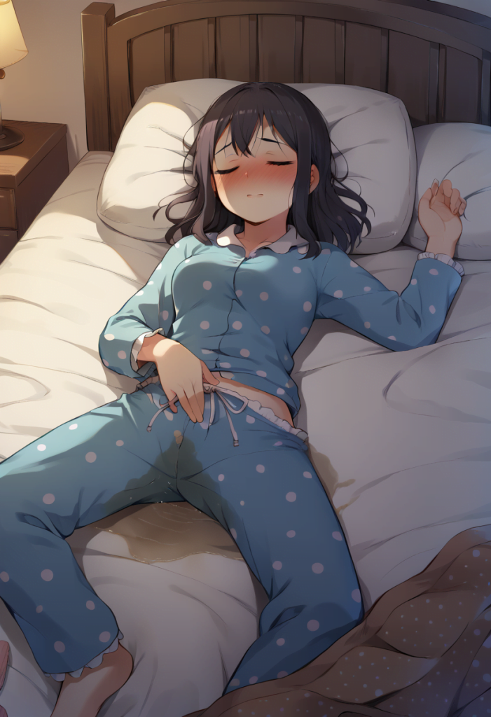 AIおねしょ絵　おねしょ中