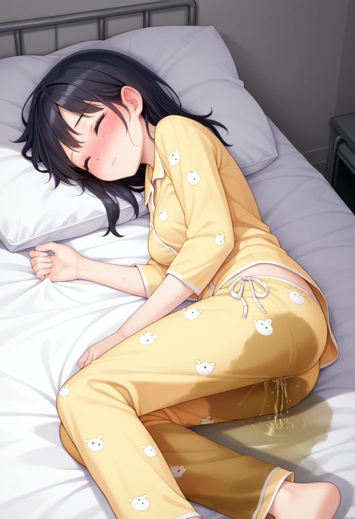 AIお漏らし・おねしょ絵(パジャマおねしょ3)