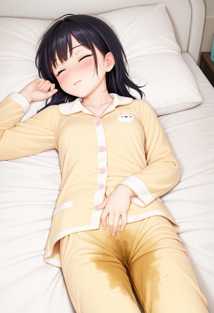 AIお漏らし・おねしょ絵(パジャマおねしょ)